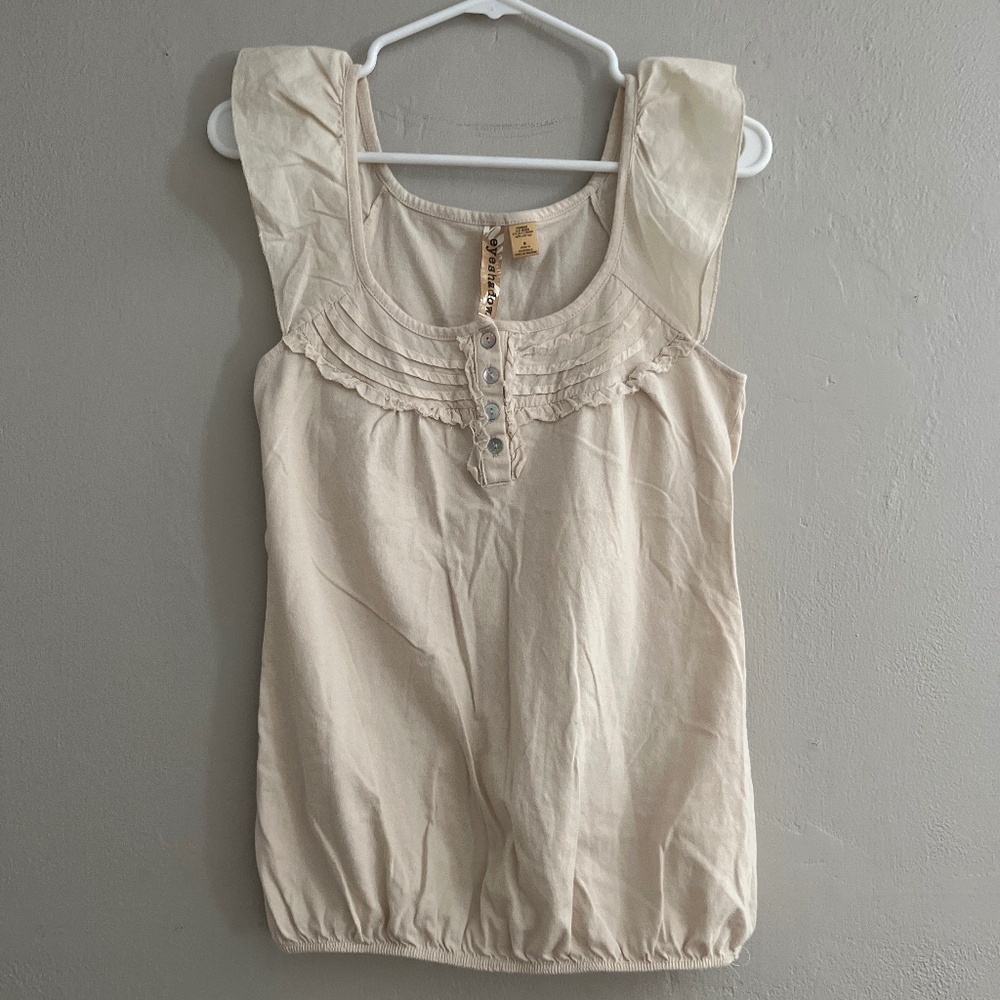 Cream ruffle sleeve tank size medium